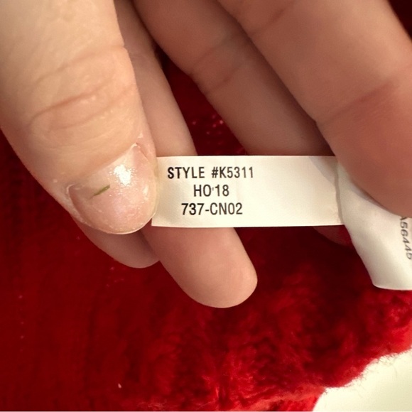 J.Crew Popcorn Cable Knit Fisherman Sweater Red Lambs Wool Size XS - Picture 5 of 6